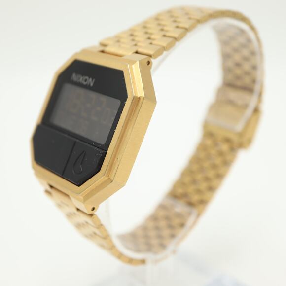 Nixon Re Run Gold Tone Stainless Steel 38mm Digital Watch Chrono w New Battery - Picture 11 of 15